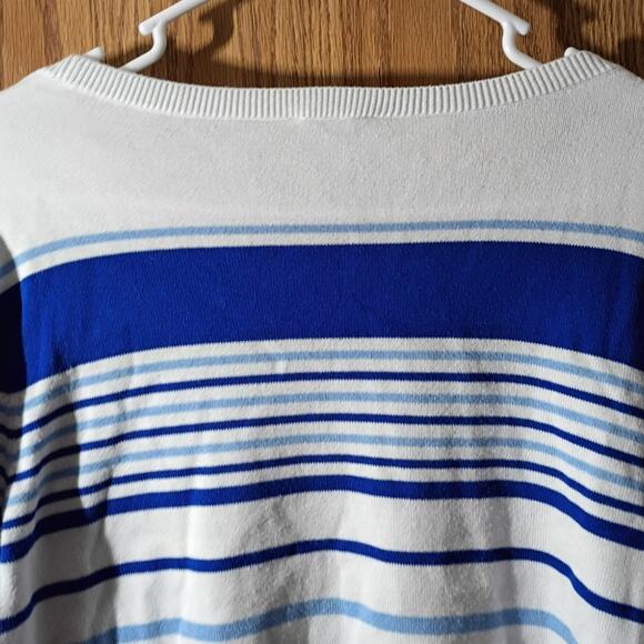 Talbots Cotton Breton Stripe Knit Top Medium Classic Nautical Old Money Prep - Picture 4 of 10